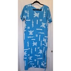 Cotton Connection Beach Poolside Maxi Dress w/ Sea Turtles &‎ Waves Design Small
